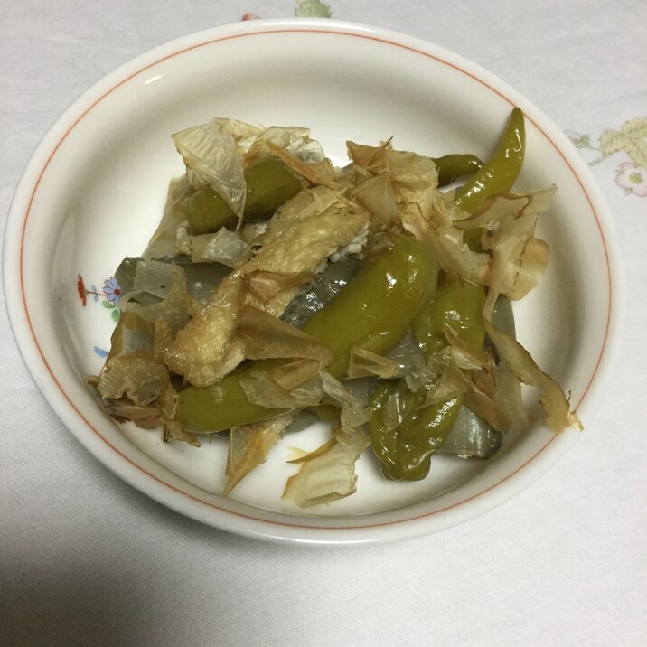 白ナスとししとうの白だしで煮物